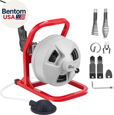Drain Cleaner Machine 50 FT X 5/16 Inch, Sewer Snake Auger with 228RPM Electric