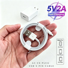 Fast Charger For iPhone 6 7 8 XR Xs 11 12 13 14 USB A Wall Charger Adapter Cable