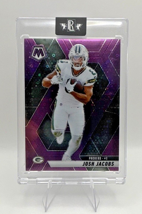 2025 Panini Mosaic - Josh Jacobs #156 No Huddle Purple Mosaic Prizm /50