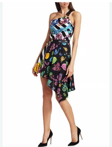 Versace jeans couture abito asimmetrico colorato