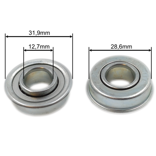 Produktbild von 10er Set F604ZZ Flansch-Kugellager – 4x12x4mm, Chromstahl ABEC1 – Ersatzradlager Für Schubkarre, Rasenmäher & Co.