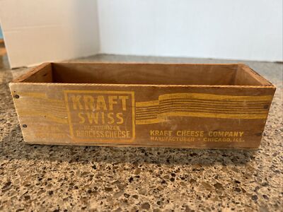 Antique Vintage Kraft American Cheese Wooden 2 Lbs Box Wood