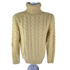 Ralph Lauren Men's Wool Cashmere Heavy Thick Cable Knit Turtleneck Sweater S