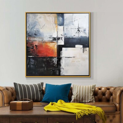 Hand Painted Oil Paintings Abstract On Canvas Wall Art Room Orange