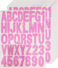 Letter Stickers,2 Inch 8 Sheets Pink Alphabet Sticker,Self Adhesive Vinyl Letter