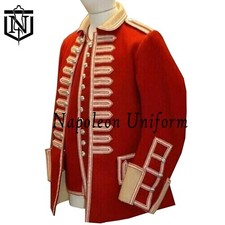 Men's British Red With Gold Embroidery Wool Military Jacket Quick Shipping