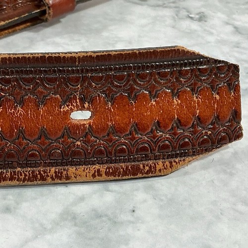 Vintage Argent Aigle Ceinture Boucle Avec 42 " Travaillé Cuir Ceinture - Photo 5 sur 12