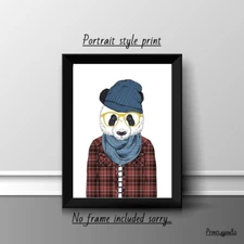 PANDA FUN A4 PRINT PICTURE POSTER WALL ART HOME DECOR UNFRAMED NEW GIFT DRESSED