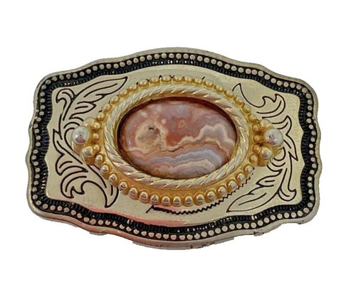 VINTAGE WESTERN AGATE STONE COWBOY COWGIRL BELT BUCKLE | eBay display picture 2