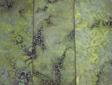 SET OF 6 FAT QUARTERS - FROM BATIK TEXTILES - TONES OF OLIVE GREEN