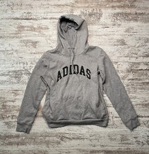 Adidas Hoodie Youth Small Gray Long Sleeve Pullover Sweatshirt Spellout