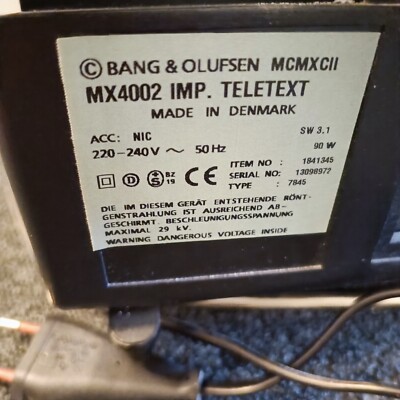 Bang & Olufsen BEOVISION MX 4002 Vintage Gaming CRT TV MX4002