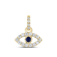 JFL Diamonds 14K Gelbgold Evil Eye AnhäNger Echt Gelbgold Diamant Saphir