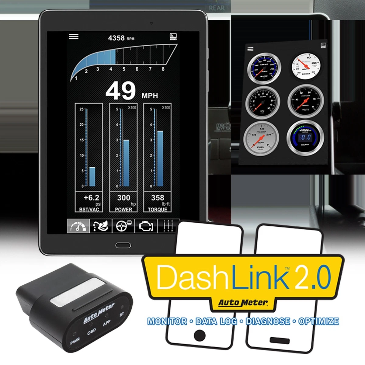 DASHLINK, OBDII DIGITAL GAUGES, APPLE IOS/ANDROID