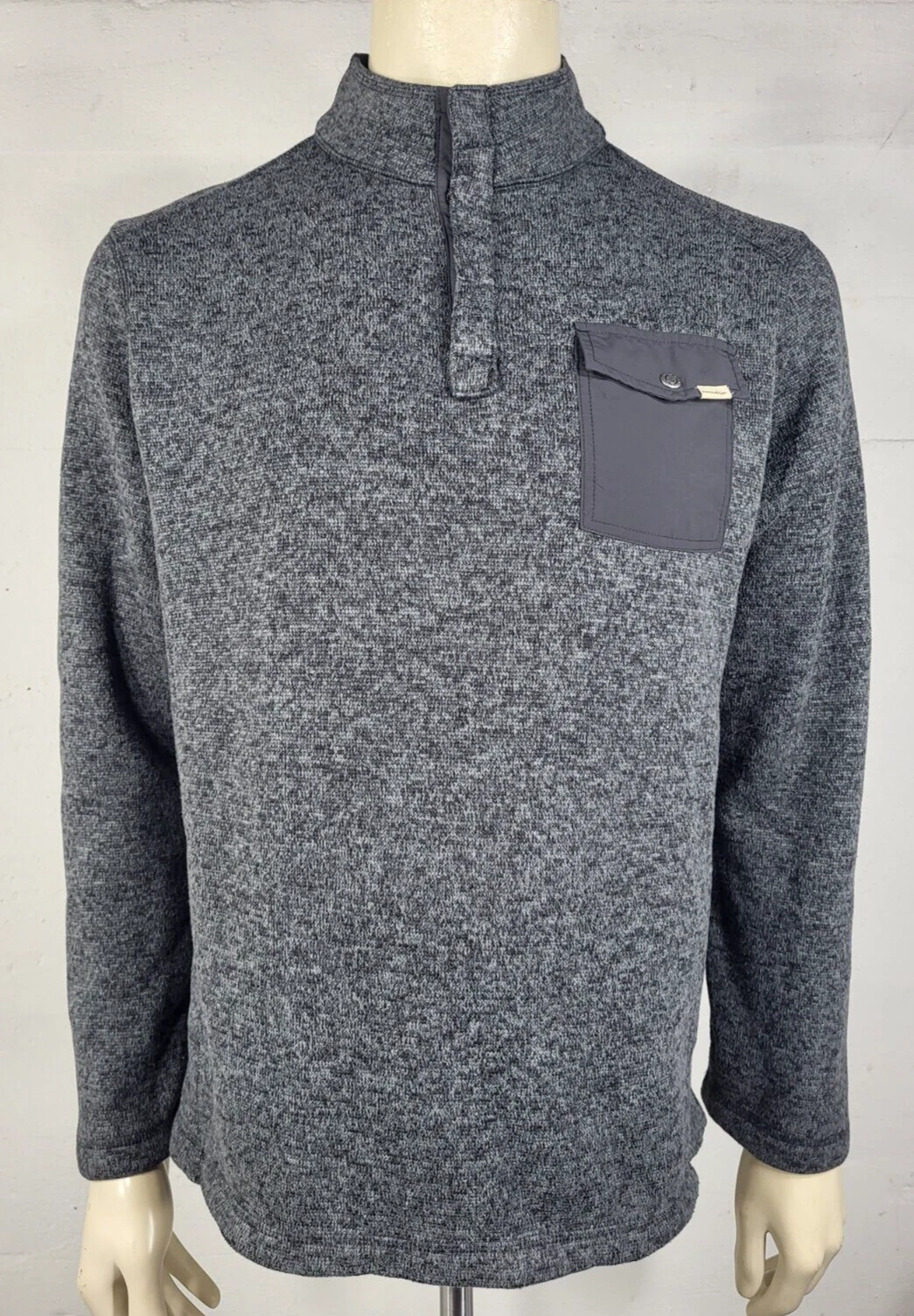 Woolrich gray 1/4 snap pullover fleece sweatshirt jacket mens Large