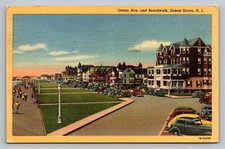 Postcard New Jersey Ocean Grove Ocean Avenue Boardwalk Linen 1950   L578