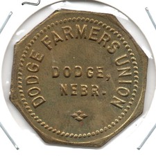 DODGE FARMERS UNION • GOOD FOR 25¢ IN MERCHANDISE • DODGE, NE. • TC-109056