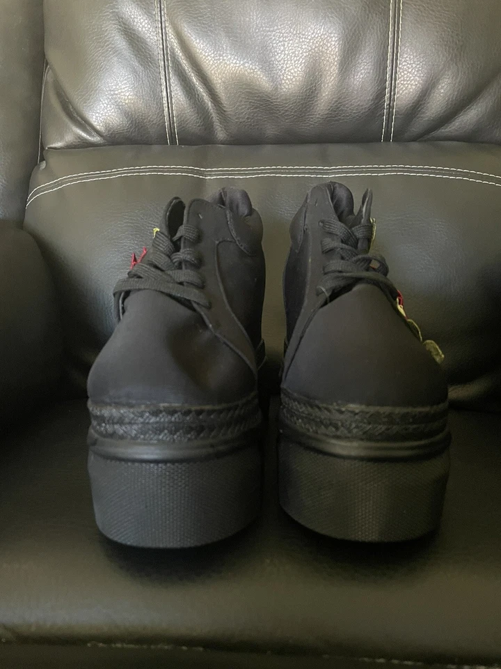 Mujer Zapato Deslumbramiento Hermoso Negro Zapatos Talla 38 ¡Precioso! cuñas florecidas Foto 2 de 4