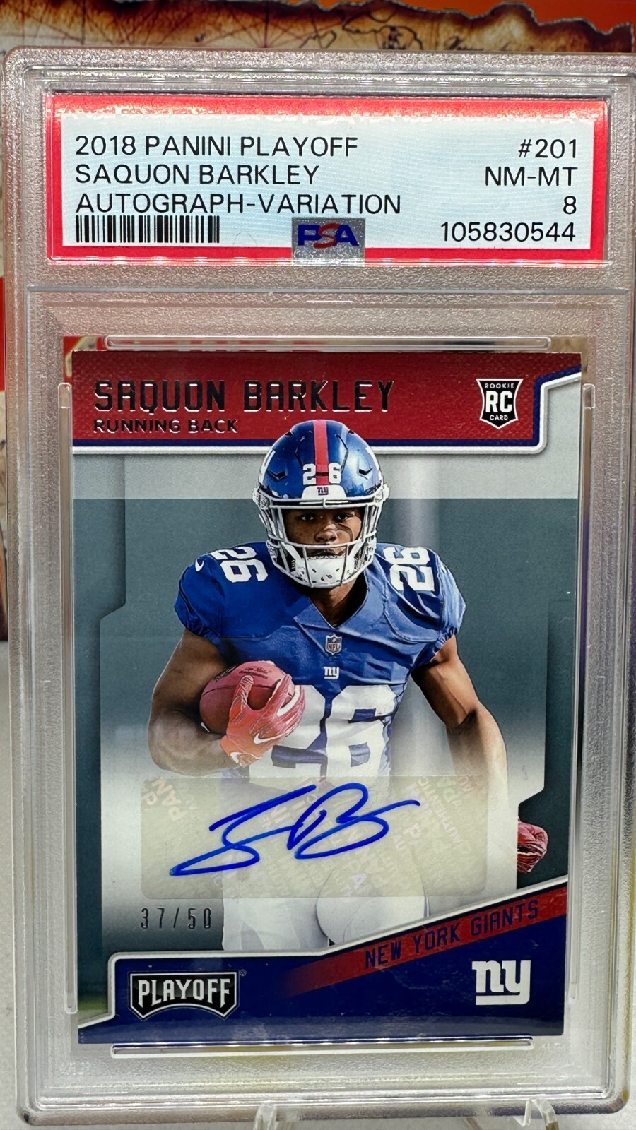 Saquon Barkley Panini Playoff #201 Autograph-Variation