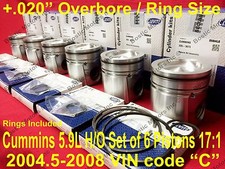 Cummins 5.9 L Pistons Rings 2004.5-08 Mahle .020 171 Ho 6 Matchedbalanced