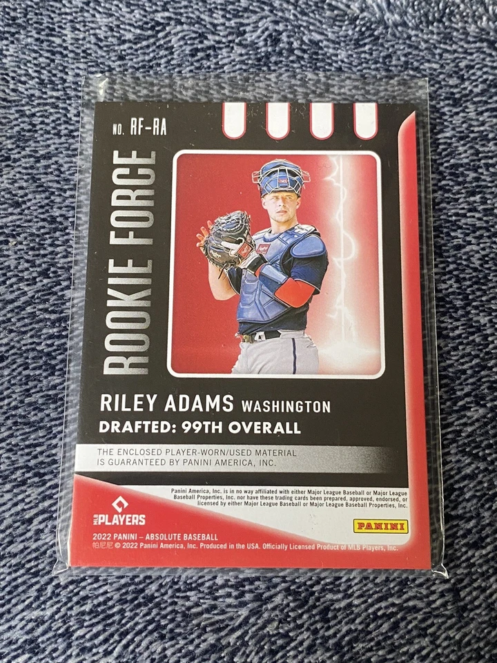 2022 Absolute Baseball Riley Adams “Rookie Force” Relic Red /99 - Nationals - Image 2 of 3