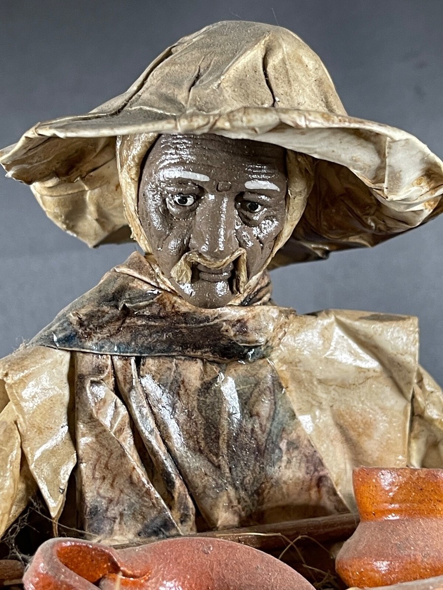 Chinese Statue Handmade Paper Mache VINTAGE Old Man 13
