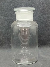 New Wheaton 500mL 16oz Glass Wide Mouth Reagent Bottle w/ Hood Stopper, 216139