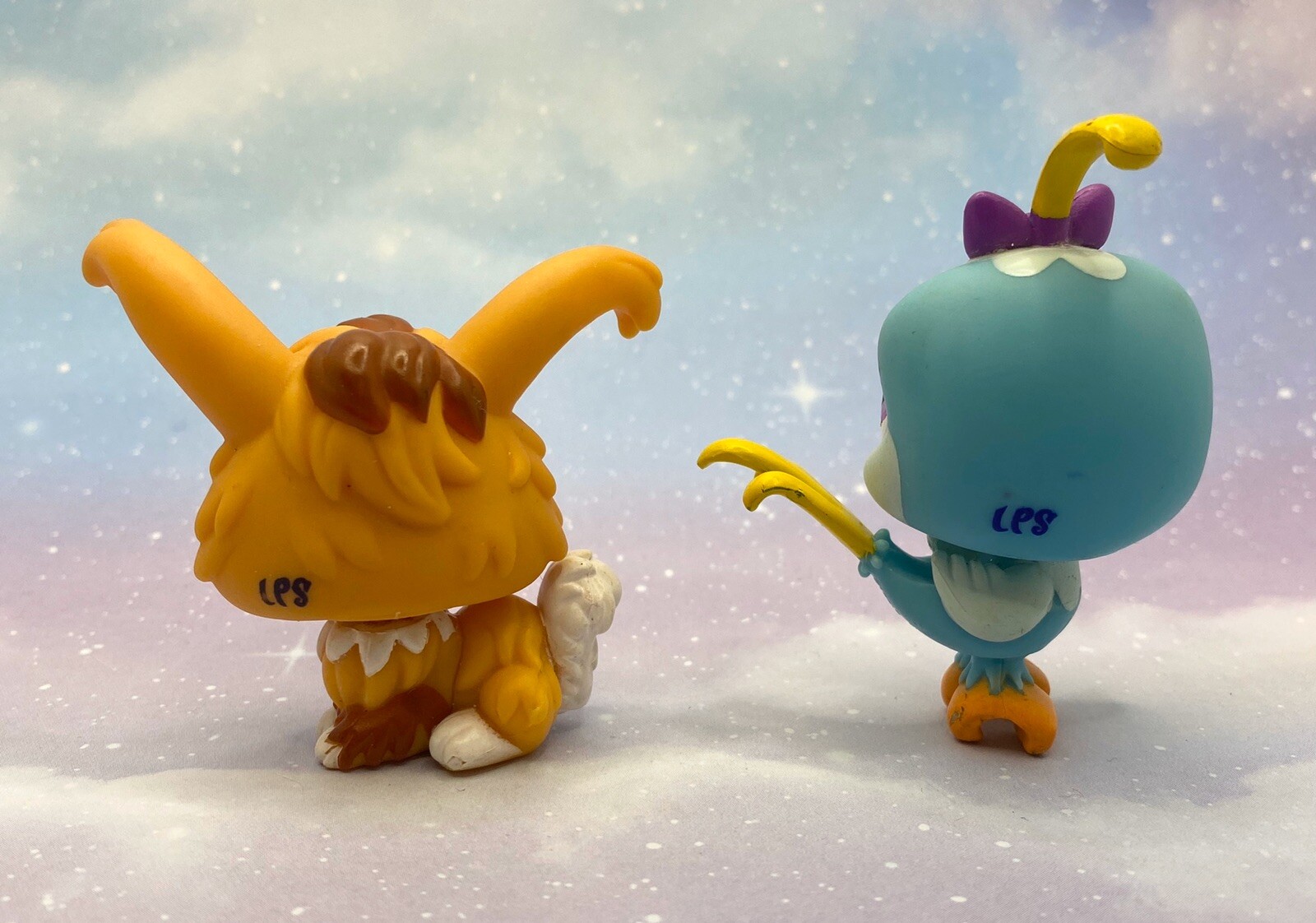 Littlest Pet Shop # 2461 2462 Caramel Brown Angora Rabbit Blue Quail Rare Set Gratis verzending, erg populair