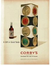 1959 Corby's Whiskey Vintage Print Ad fancy gift box