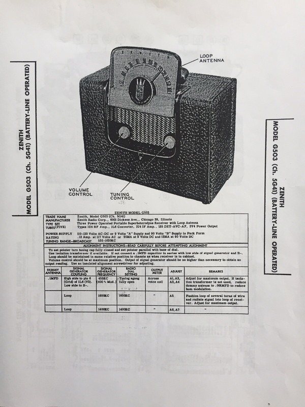 Choose Zenith G503 and 2000 Service Schematics