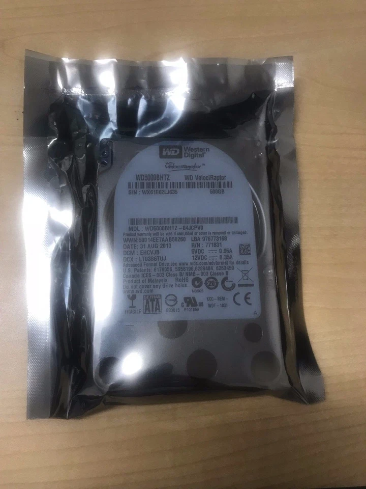 WD VelociRaptor WD5000BHTZ 500GB 10K RPM 64MB 6Gbps SATA 2.5" Hard Drive - Image 2 of 2