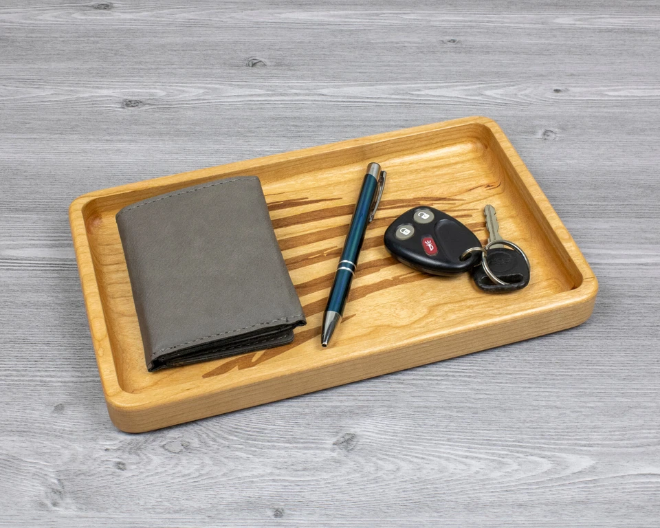 Rustic US Flag Engraved Catch-All Tray | 10x6” | Durable Valet Tray - Image 2 of 4