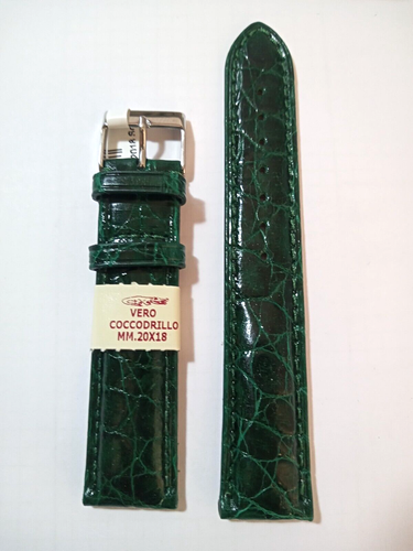 Élégance 3 Vert - Bracelet de montre en cuir véritable lisse