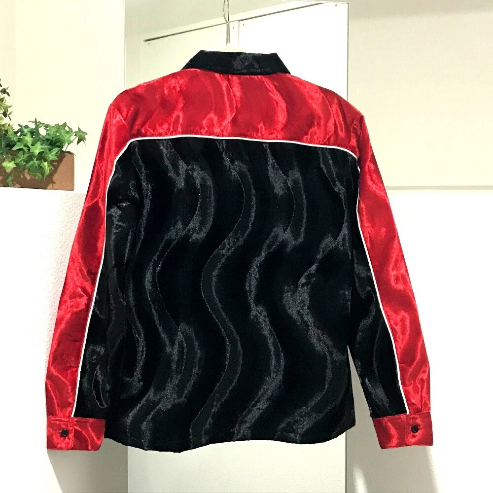 UNUSED SUPREME 18AW Velvet Swirl Work Shirt Long sleeve Red x Black