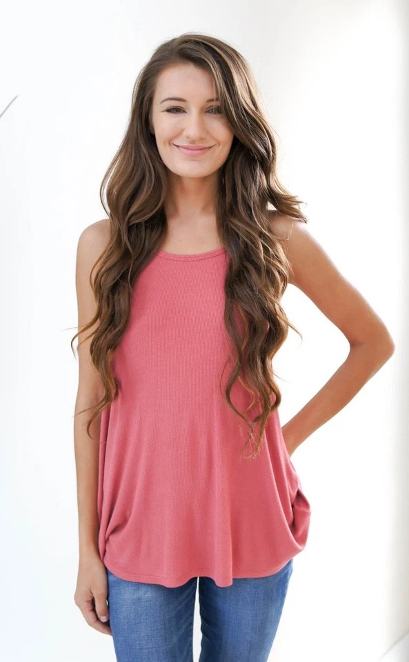 Loose Fit Ribbed Knit Tank Top | Spaghetti Strap S M L by Double Zero 17F564 - Image 4 of 4