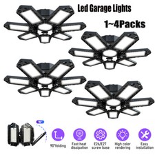 1-4PCS 300W Deformable LED Garage Light Bright Work Shop Ceiling Bulb 7 1Panels