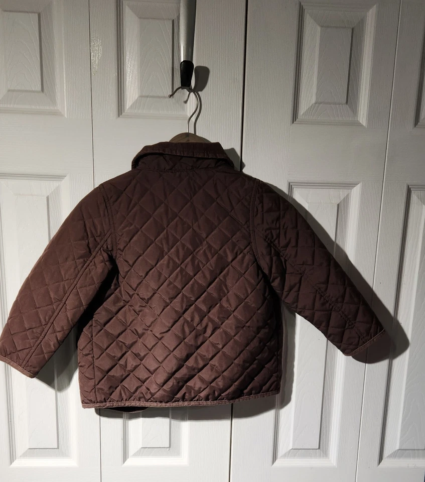 Gymboree Boys Brown Quilted Corduroy Trim Jacket Coat Size XS 3-4 - Image 2 of 3