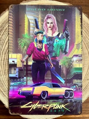 🍀 Blechschild Metallschild Gaming Cyberpunk 2077 Tin Sign