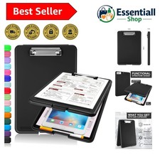 Elegant Foldable Clipboard with Storage for Teachers and Professionals - Black