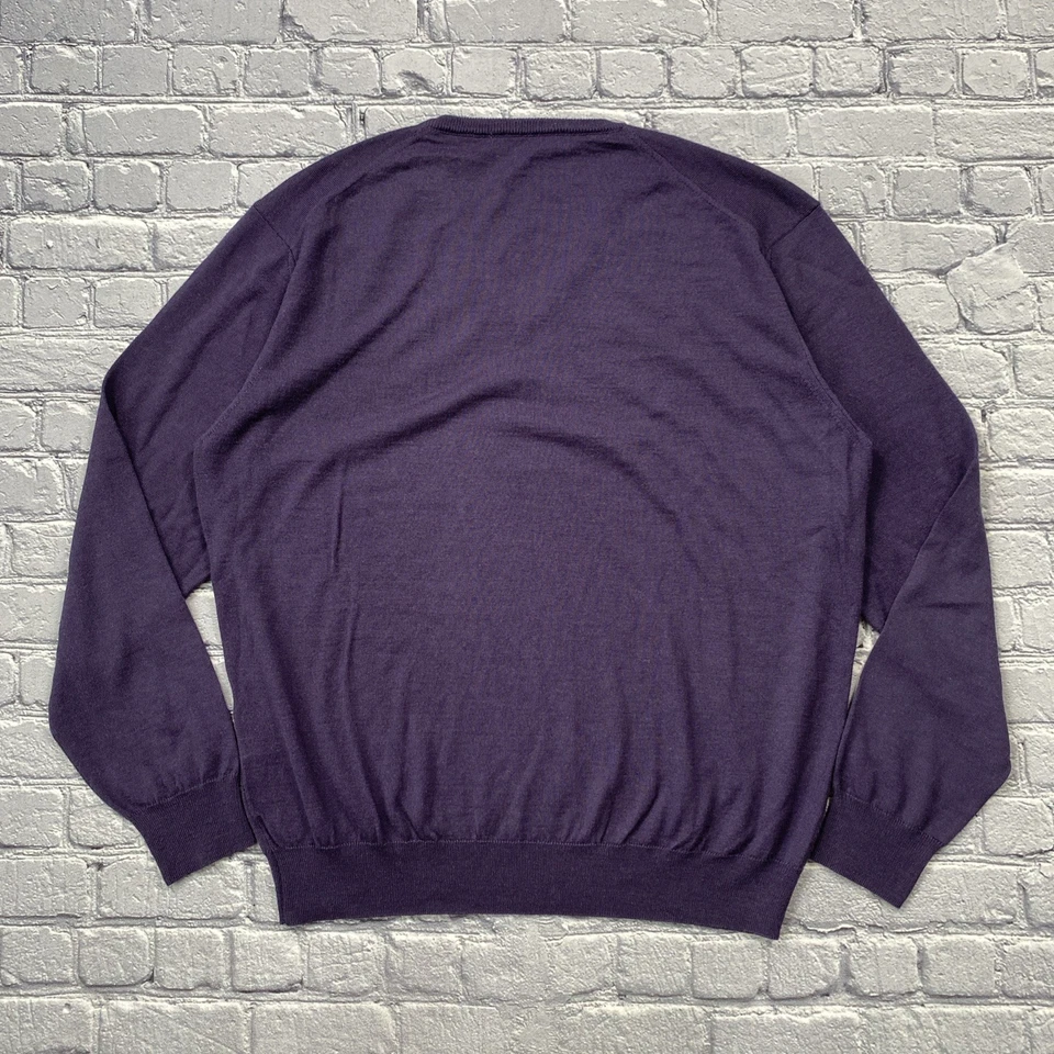 Ballantyne Sweater Men XL? Purple 100% Wool Made In Italy Quiet Luxury Old Money - Image 2 of 4
