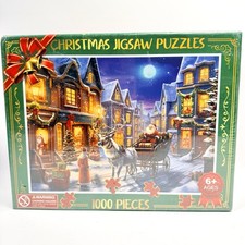 Christmas Jigsaw Puzzle 1000 Pieces Santa Carriage Winter Village  New Sealed
