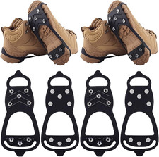2 Pairs Ice Cleats for Shoes and Boots,Universal 8 Steel Studs Crampon Ice Sno