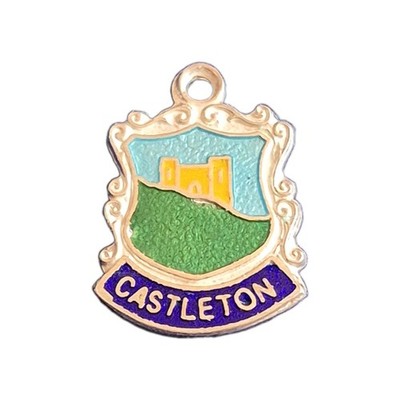 CASTLETON Silber Vintage Reise Schild Emaille Souvenir Charm