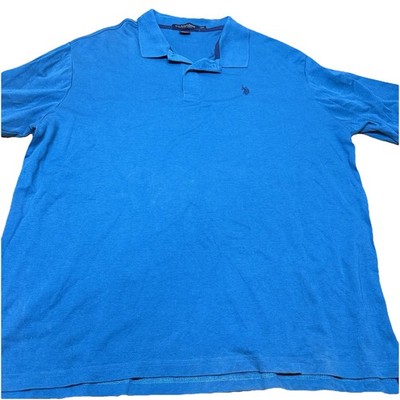 US Polo Assn Blue Cotton Luxury Feel S/S Polo Pony Logo Preppy | Men s 2XL