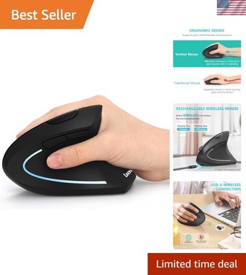 Rechargeable Vertical Wireless Mouse for Carpal Tunnel Relief | USB-C Connection