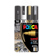  Water-Based Paint Markers, Medium Point (1.8-2.5mm), Assorted Colors, 4 Pack