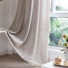 Boho Farmhouse Curtains for Bedroom Living Room 84 Inch Length in Tan French ...