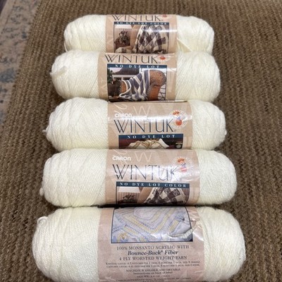 Lot of 5 Caron Wintuk Vintage Yarn Color Off White 3002 Each Skein 3.5oz