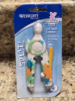 Wescott Splat Design Soft Touch Compass Retractable Point Easy Grip Math Tool 