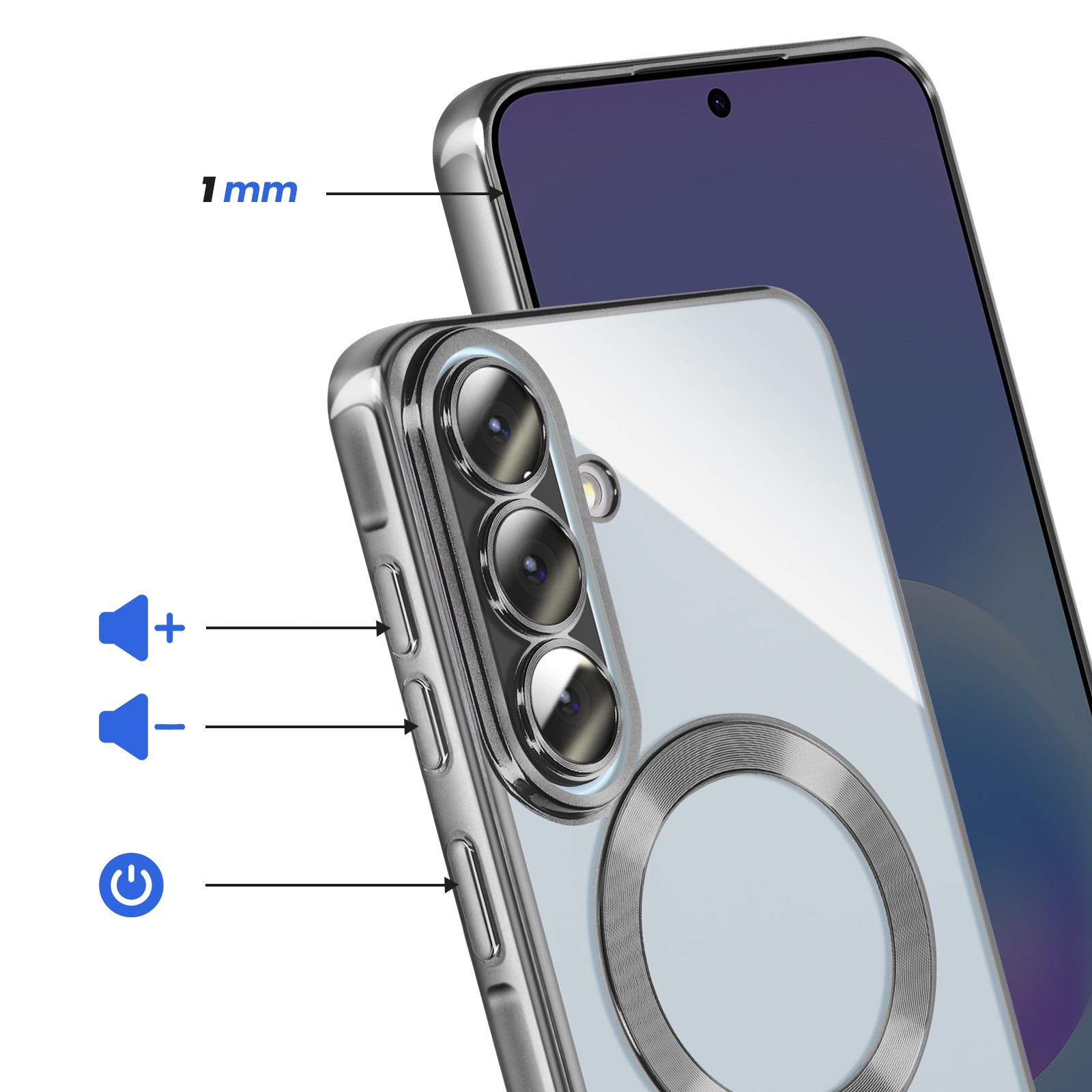 Coque Galaxy A57 protection silicone rigide argent brillant - 4